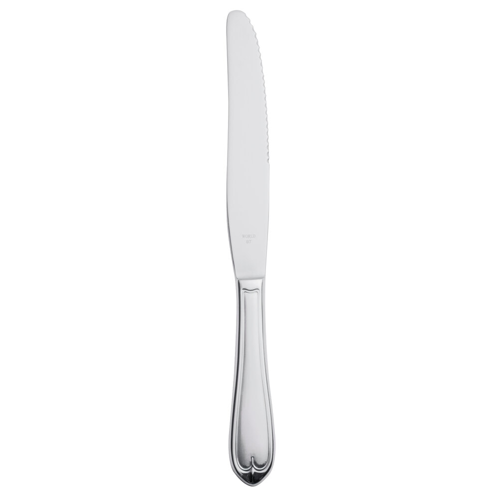 Libbey 239 5502 Antique 9 1/2" 18/0 Stainless Steel Heavy Weight Fluted Solid Handle Dinner Knife - 36/Case