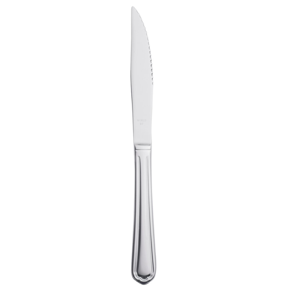 Libbey 256 5762 Cortland 8 7/8" 18/0 Stainless Steel Heavy Weight Fluted Solid Handle Steak Knife - 36/Case