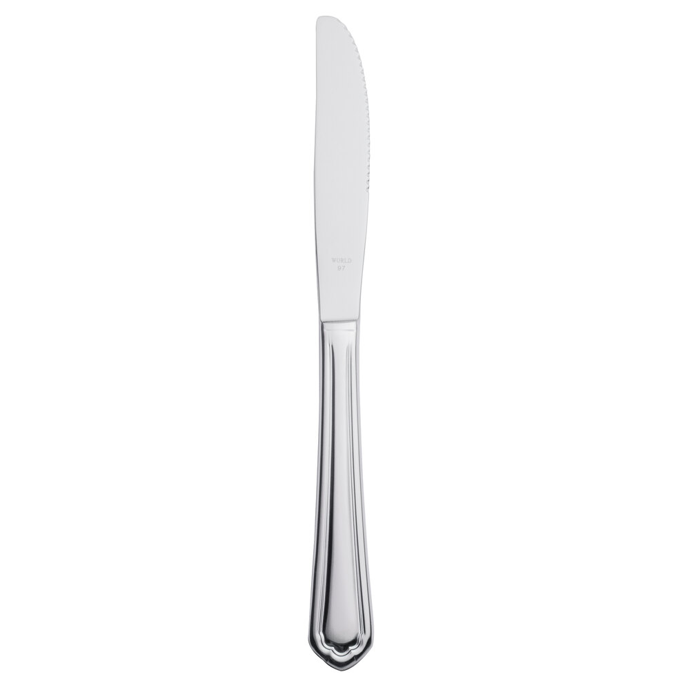 Libbey 256 5922 Cortland 9" 18/0 Stainless Steel Heavy Weight Fluted Solid Handle Utility / Dessert Knife - 36/Case