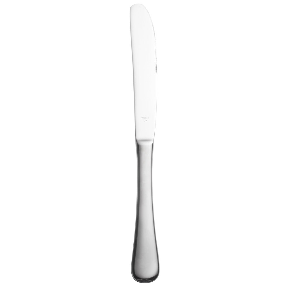 Libbey 467 5501 Auberge 9 3/4" 18/0 Stainless Steel Heavy Weight Serrated Solid Handle Dinner Knife - 36/Case