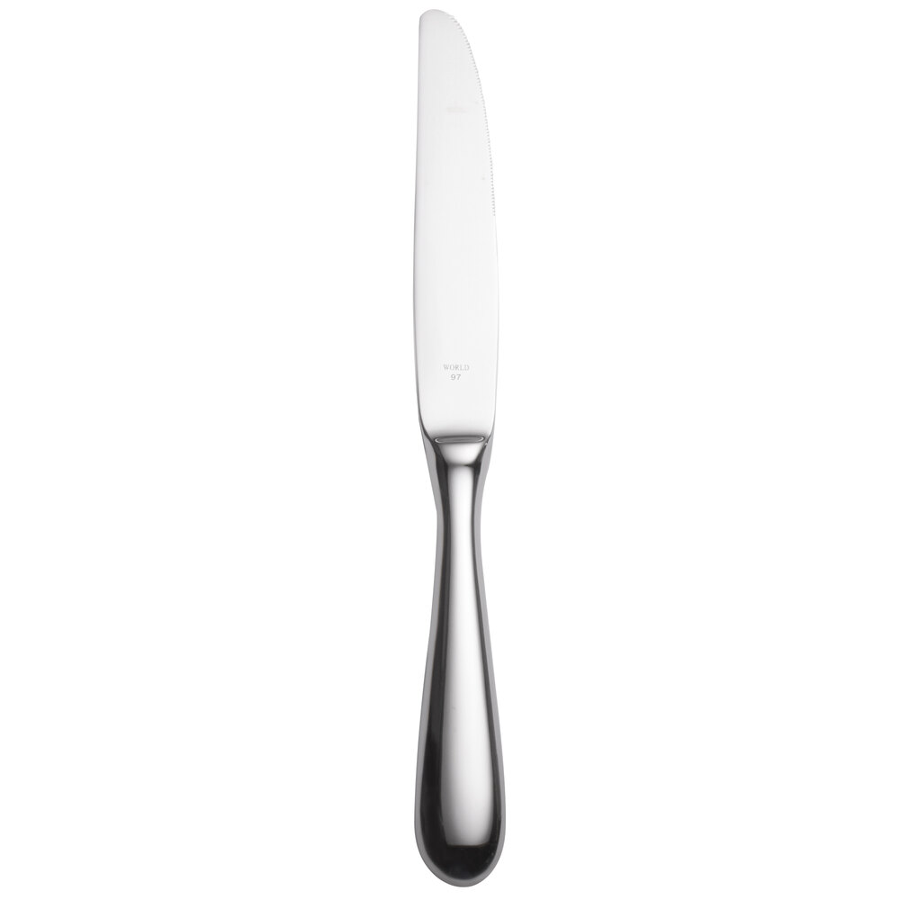 Libbey 213 2701 Baguette 9 3/4" 18/0 Stainless Steel Heavy Weight Serrated Hollow Handle Dinner Knife - 36/Case