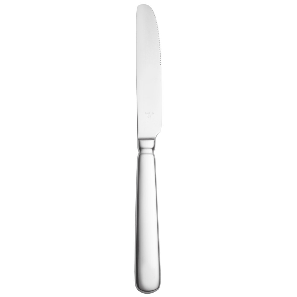 Libbey 213 5501 Baguette 9 3/4" 18/0 Stainless Steel Heavy Weight Serrated Solid Handle Dinner Knife - 36/Case