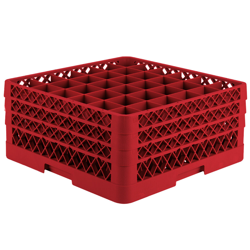 Vollrath TR7CCC Traex® Full-Size Red 36-Compartment 7 7/8" Glass Rack