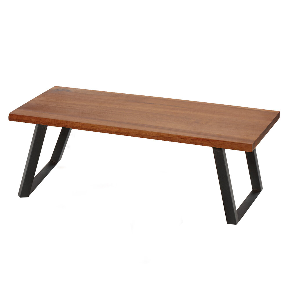 GET RISER-6-W Heights 15 13/16" x 8 5/16" x 6" Walnut Wood Riser with Black Foldable Black Metal Legs