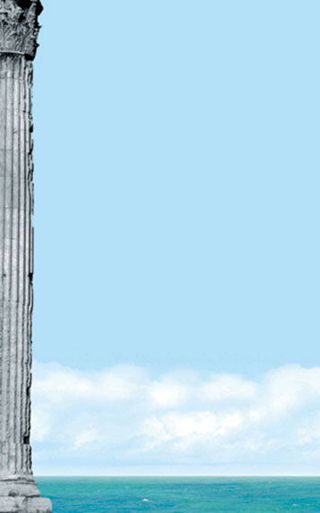 Choice 8 1/2" x 11" Menu Paper Left Insert - Mediterranean Themed Parthenon Design - 100/Pack