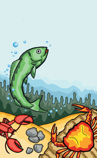 Choice 8 1/2" x 11" Menu Paper - Seafood Themed Bubbles Design Cover - 100/Pack