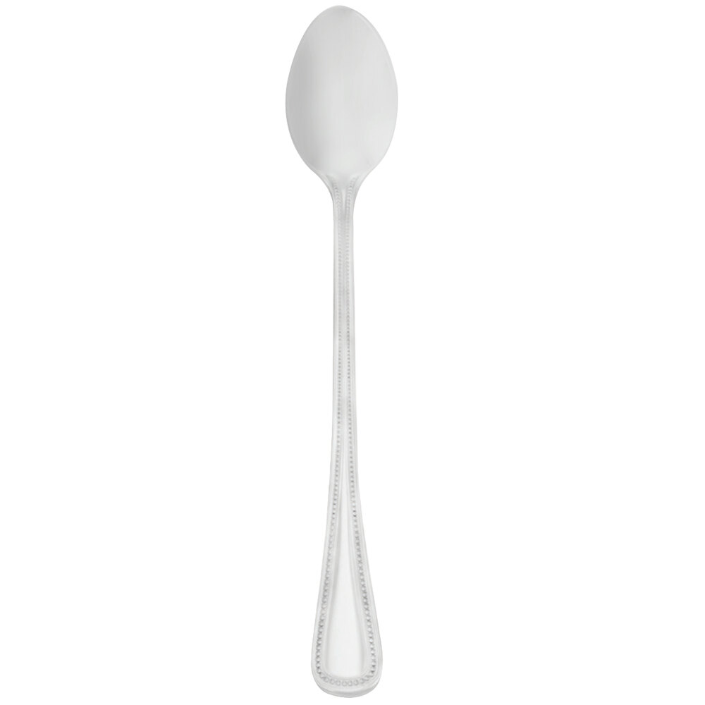 Walco Classic Bead from Steelite International WL9204 7 1/4" 18/10 Stainless Steel Extra Heavy Weight Iced Tea Spoon - 24/Case