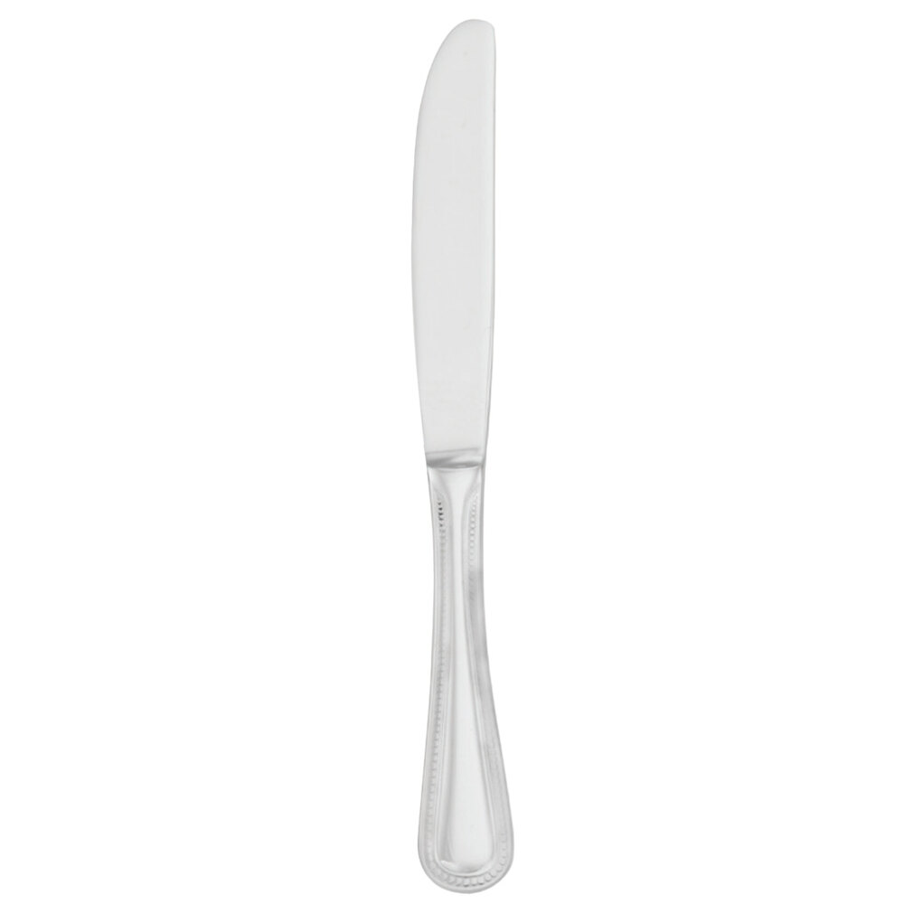 Walco Classic Bead from Steelite International WL9245 8 13/16" 18/10 Stainless Steel Extra Heavy Weight Solid Handle Dinner Knife - 12/Case