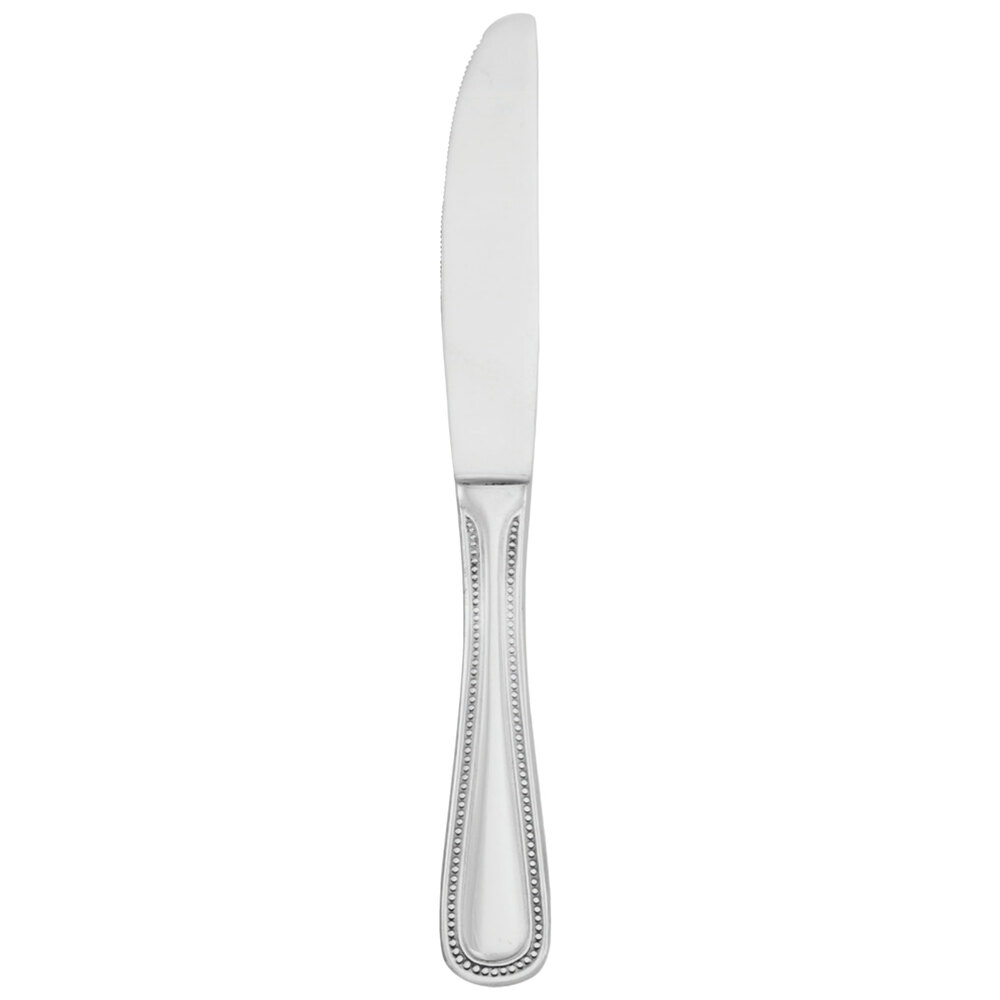 Walco Classic Bead from Steelite International WL92451 9 1/4" 18/10 Stainless Steel Extra Heavy Weight Solid Handle European Table Knife - 12/Case