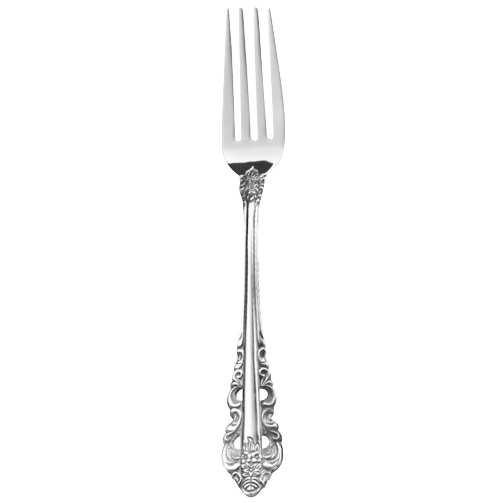Walco Classic Baroque from Steelite International WL68051 8 1/8" 18/10 Stainless Steel Extra Heavy Weight European Table Fork - 12/Case