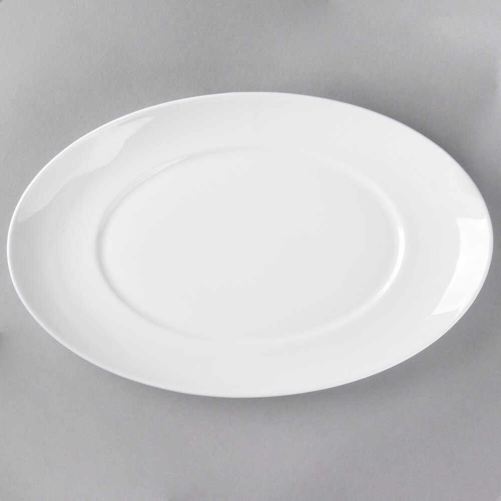 10 Strawberry Street RPM-22 Ricard 14 1/4" x 10" White Oval Porcelain Platter - 18/Case