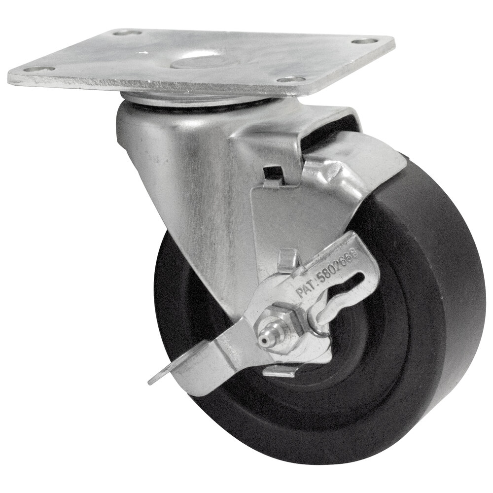 Advance Tabco RA-45 4" Hi-Temp Oven Rack Swivel Plate Caster with Brake