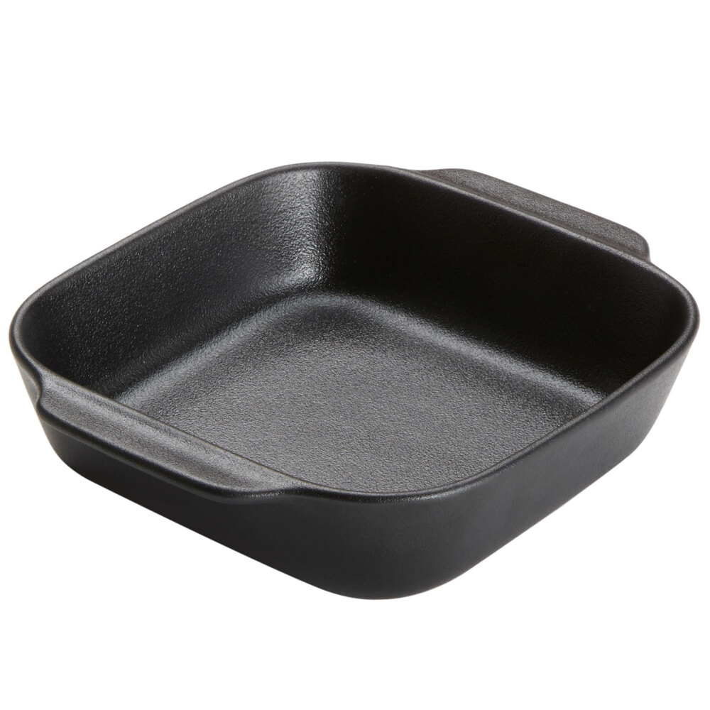 American Metalcraft PBB8 24 oz. Black Matte Porcelain Square Casserole Dish with Handles