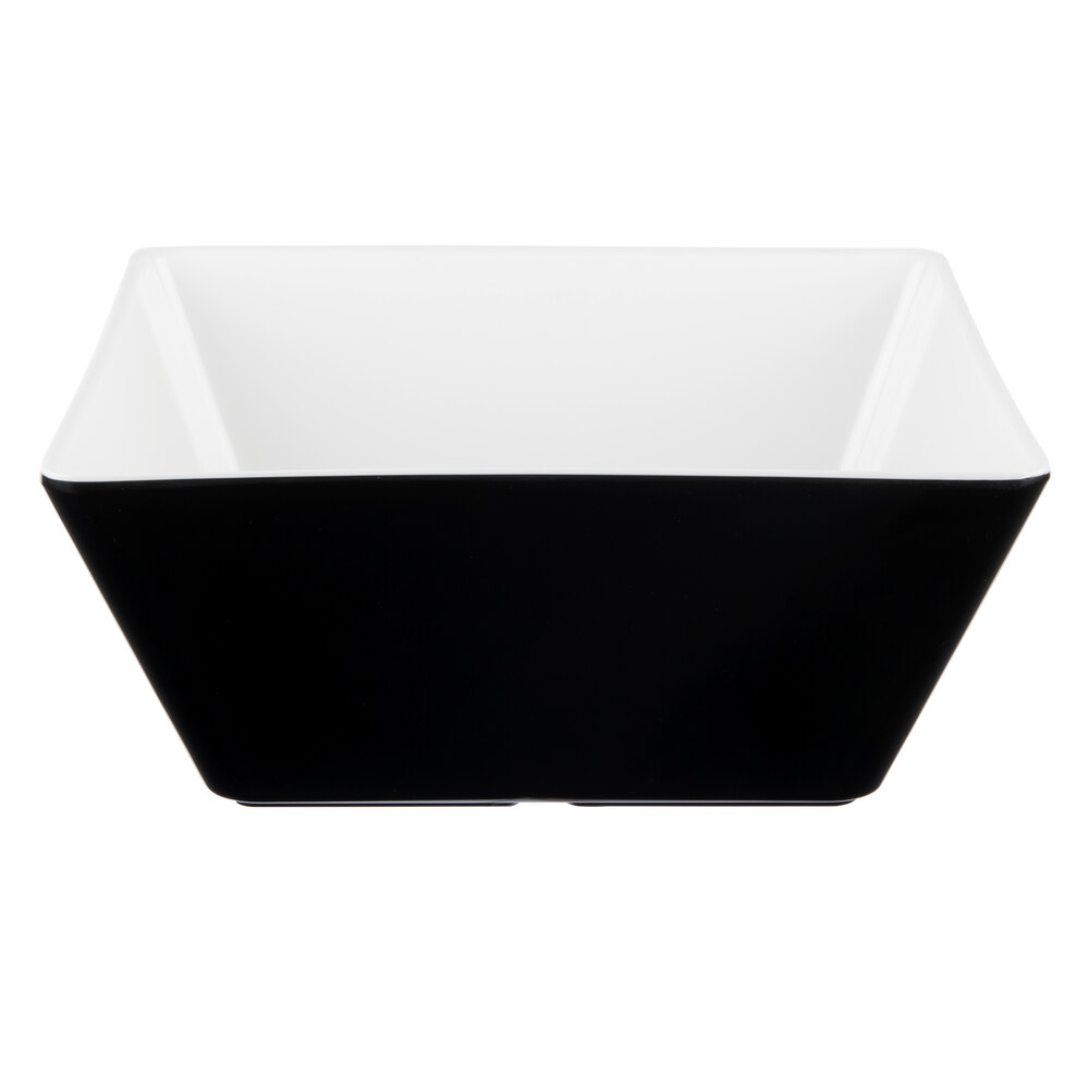 Vollrath V2220320 3.5 Qt. Black / White Large Square Melamine Bowl