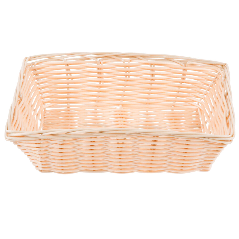 Tablecraft 1172W 9" x 6" Rectangular Woven Rattan-Like Basket - 12/Pack