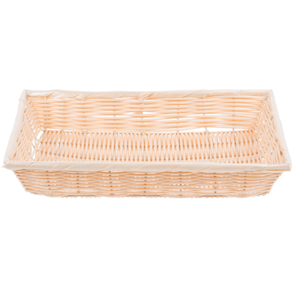 Tablecraft 1189W 16 3/8" x 11 3/8" Rectangular Woven Rattan-Like Basket