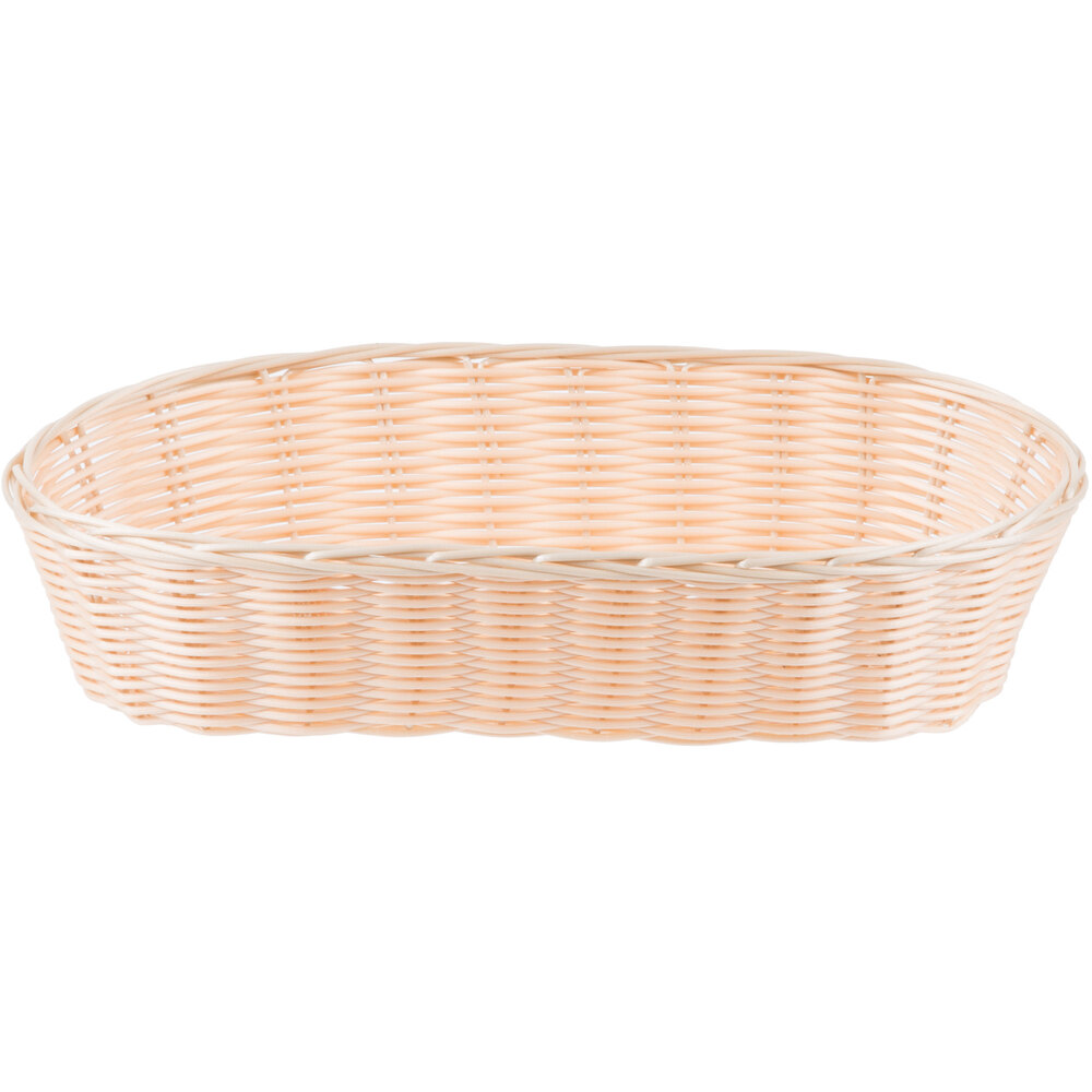 Tablecraft 1113W 13 " x 5" Oblong Woven Rattan-Like Basket - 12/Pack