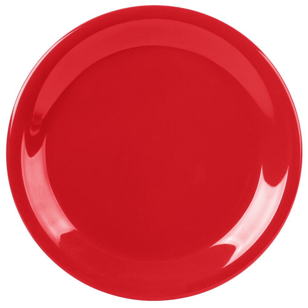 Carlisle 3300605 Sierrus 7 1/4" Red Narrow Rim Melamine Salad Plate - 48/Case