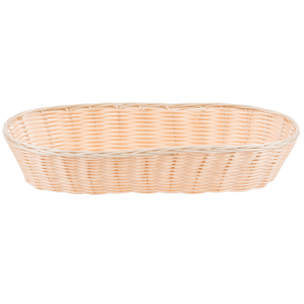 Tablecraft 1118W 15" x 6" Oblong Woven Rattan-Like Basket - 12/Pack