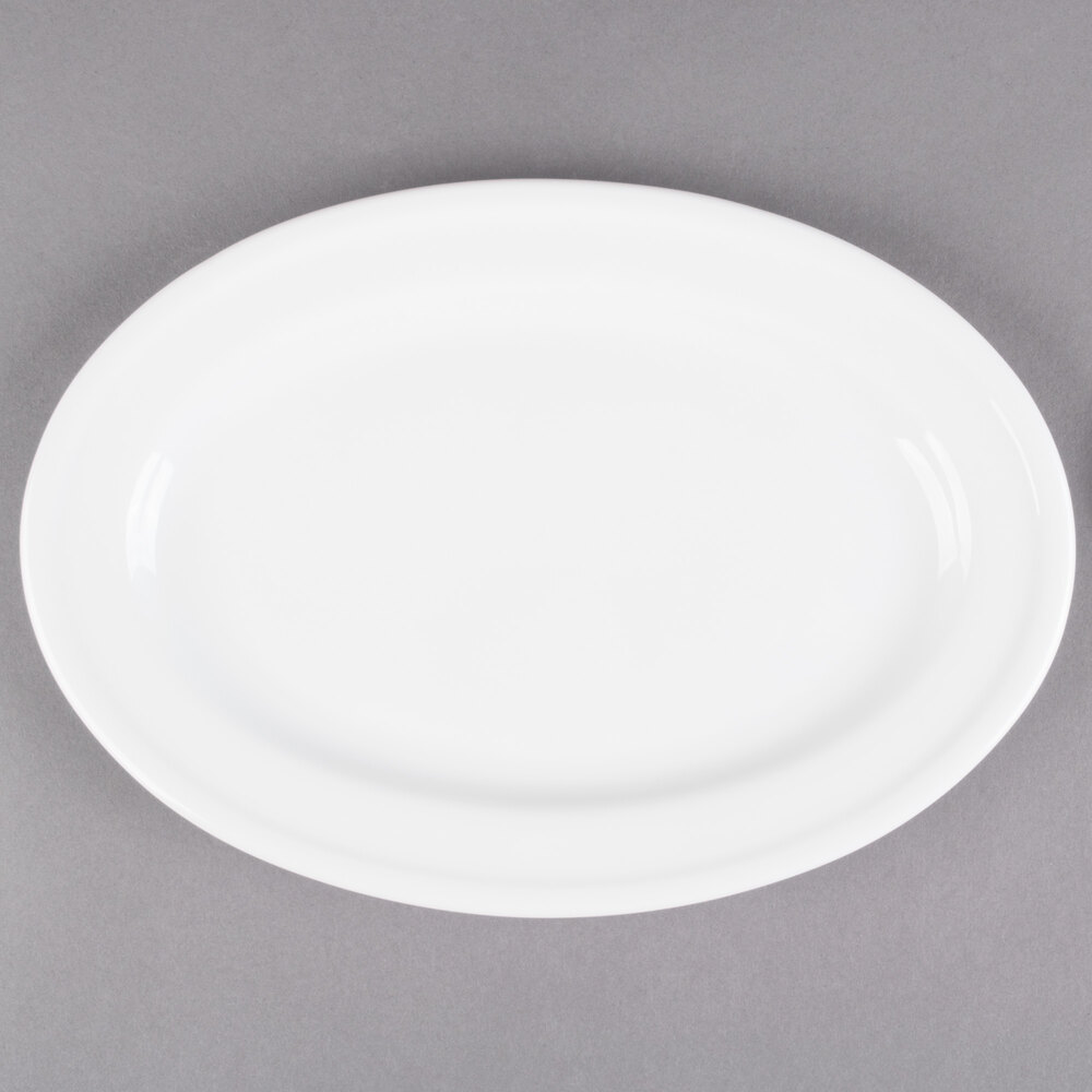 Libbey 1502-50309 Empire 10" x 7 1/2" Alpine White Porcelain Platter - 24/Case
