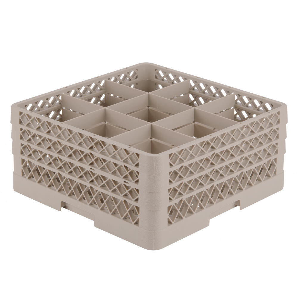 Vollrath TR13FFFF Traex® Full-Size Beige 9-Compartment 6 3/4" Glass Rack