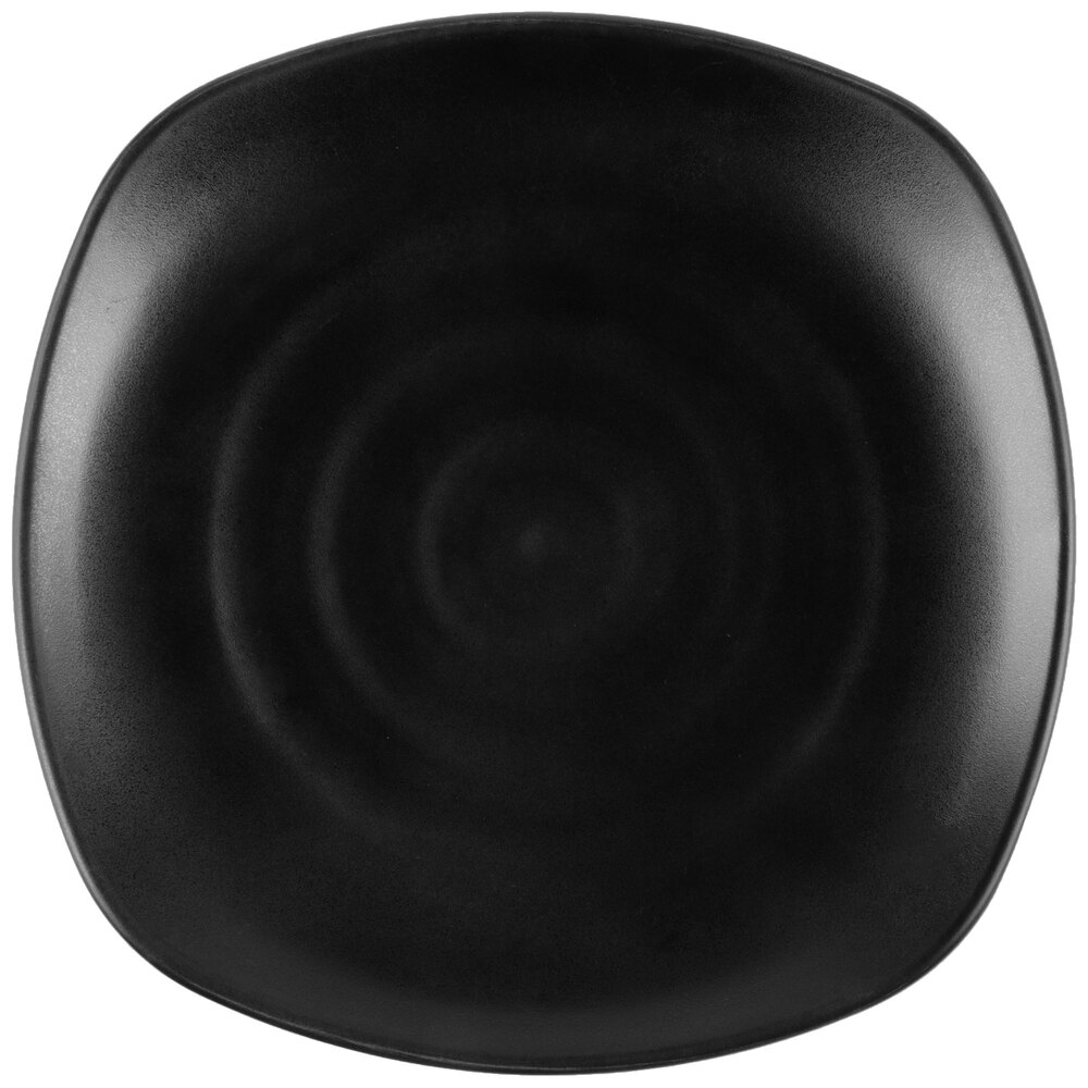GET P-1000-BK Nara 9 3/4" Black Matte Square Melamine Plate - 12/Case