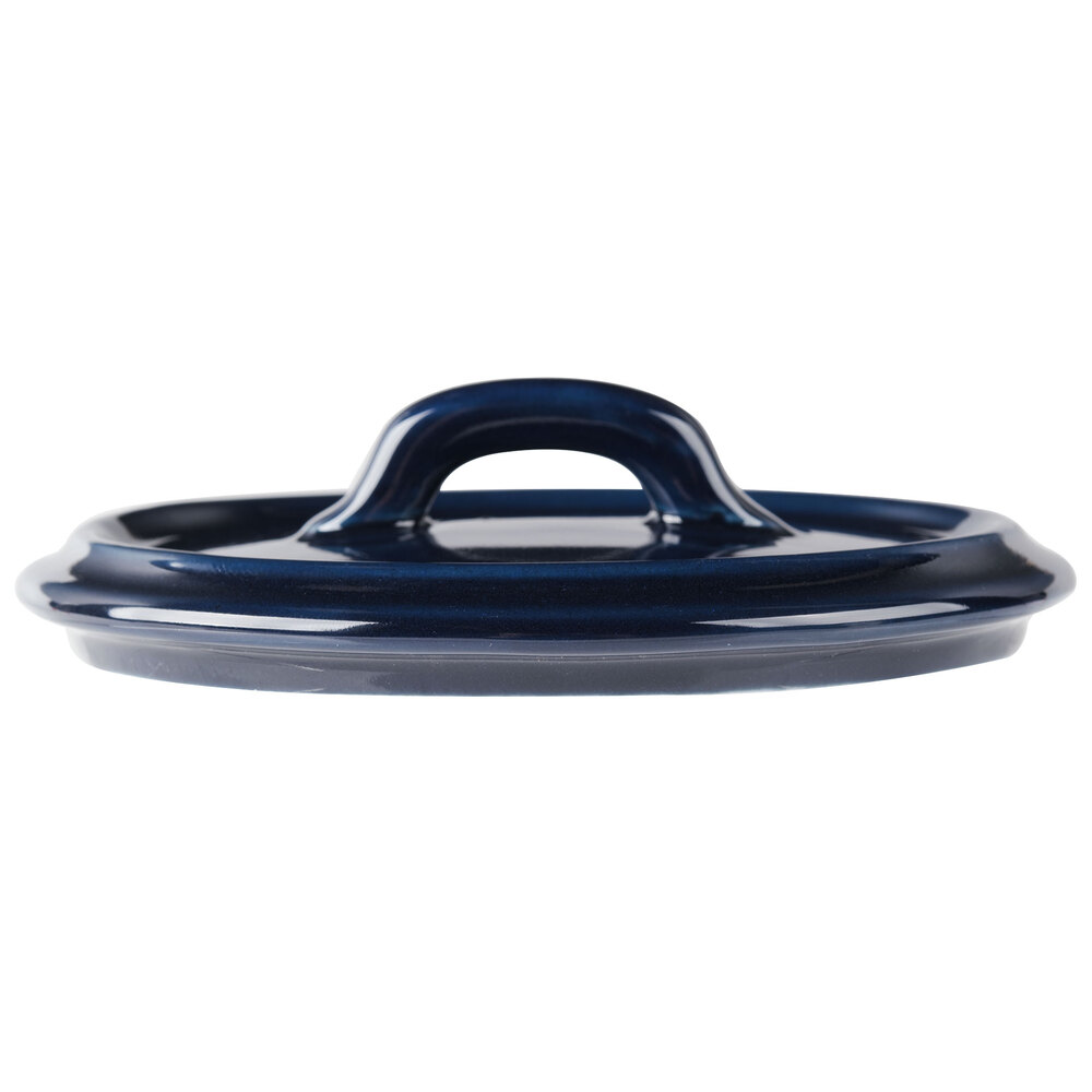Bon Chef 1600005PCobaltblue 5" Cobalt Blue Porcelain Oval Cocotte Lid - 36/Case