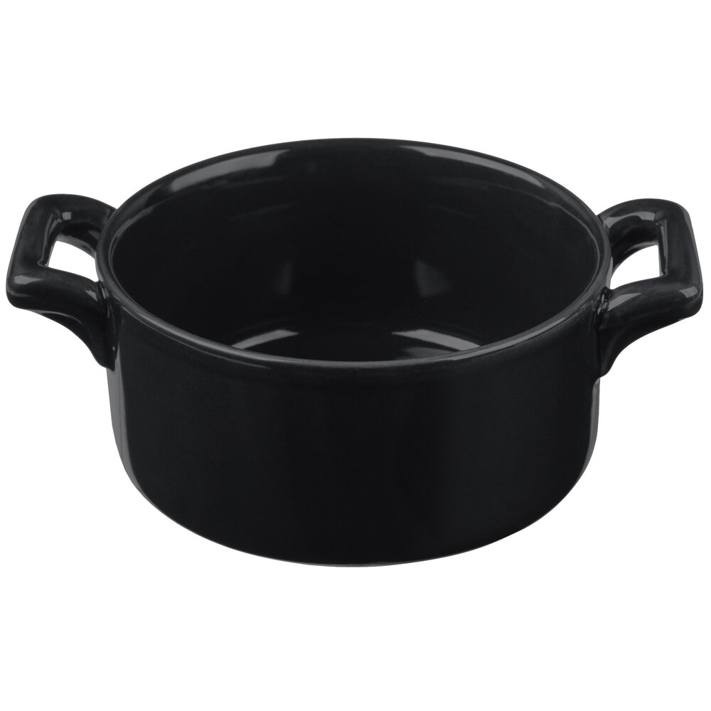 Bon Chef 1600002PBlack 9.5 oz. Matte Black Porcelain Cocotte - 36/Case