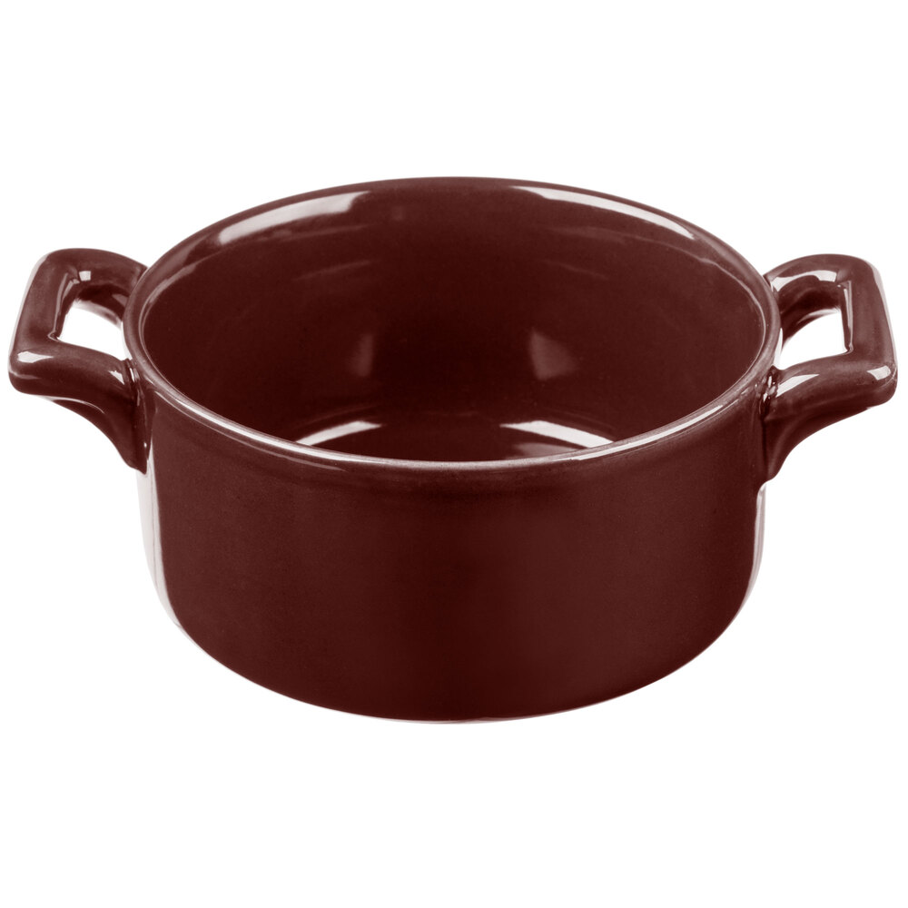 Bon Chef 1600002PBurntumber 9.5 oz. Burnt Umber Porcelain Cocotte - 36/Case
