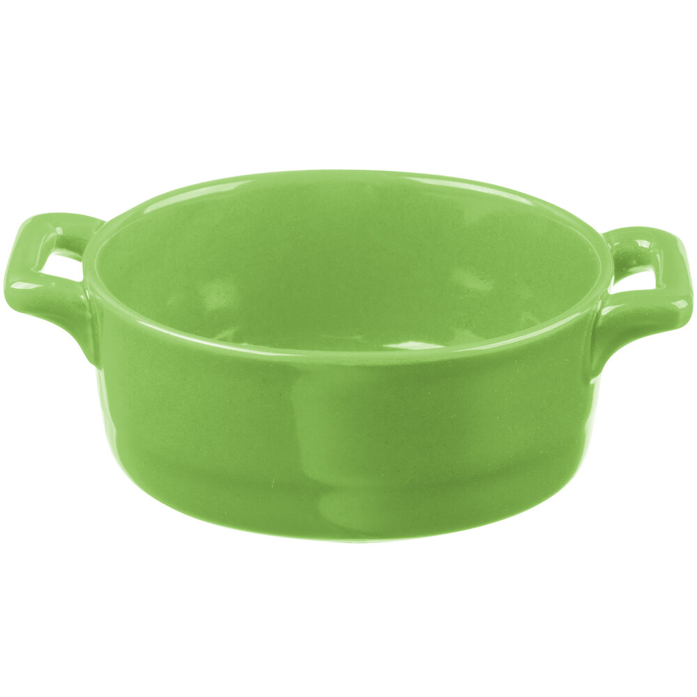 Bon Chef 1600004PLime 8.5 oz. Lime Porcelain Oval Cocotte - 36/Case