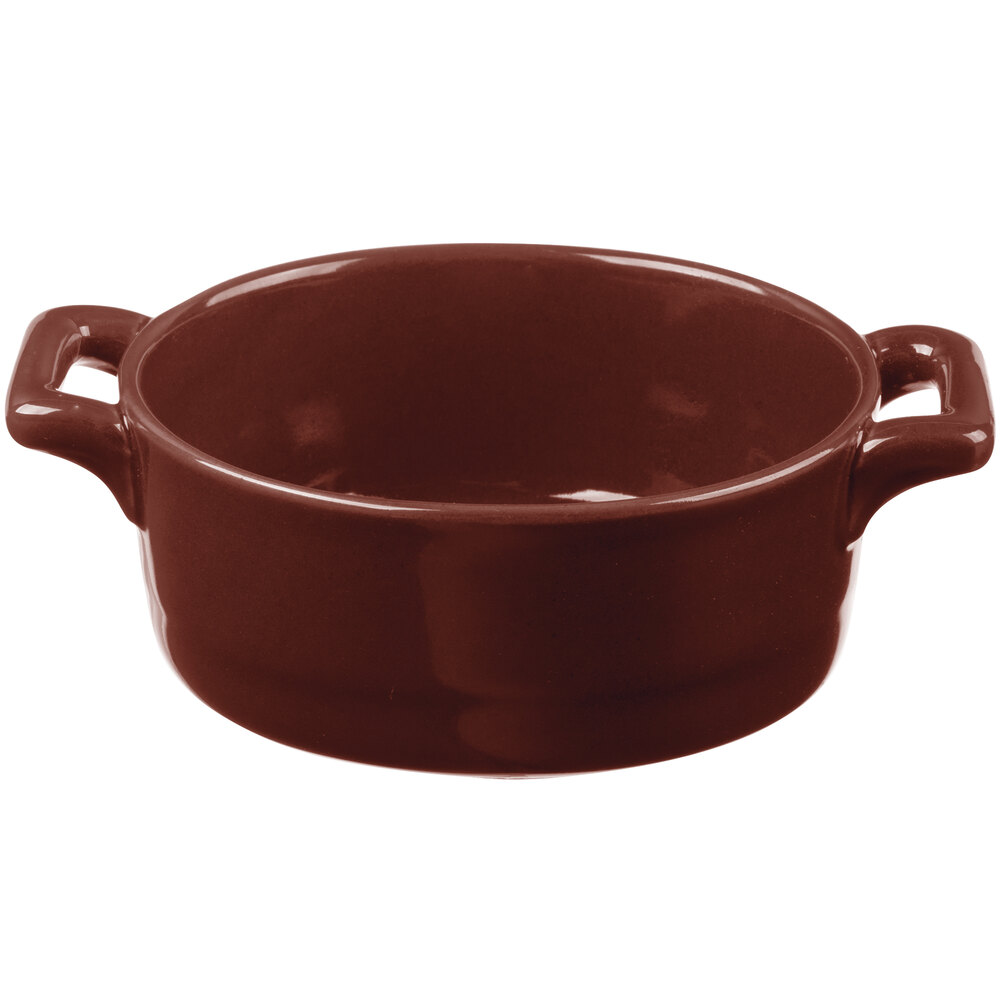 Bon Chef 1600004PBurntumber 8.5 oz. Burnt Umber Porcelain Oval Cocotte - 36/Case