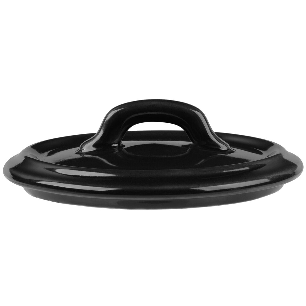 Bon Chef 1600003PBlack 4" Matte Black Porcelain Cocotte Lid - 36/Case