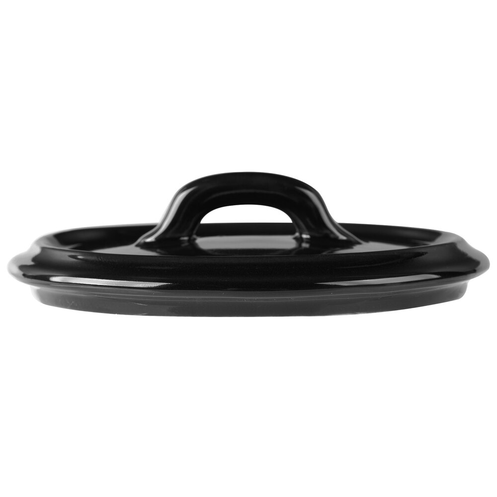 Bon Chef 1600005PBlack 5" Matte Black Porcelain Oval Cocotte Lid - 36/Case