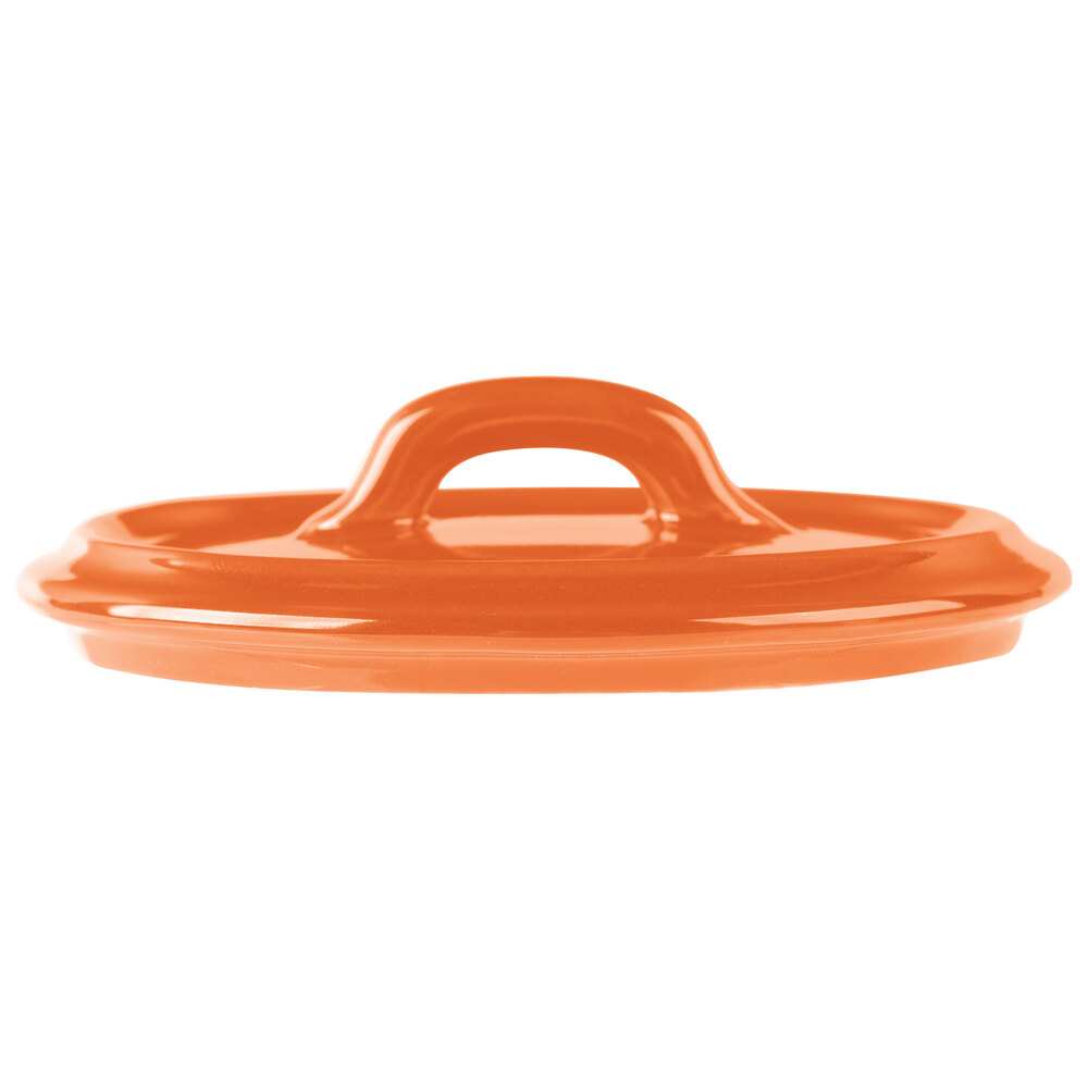 Bon Chef 1600005POrange 5" Orange Porcelain Oval Cocotte Lid - 36/Case