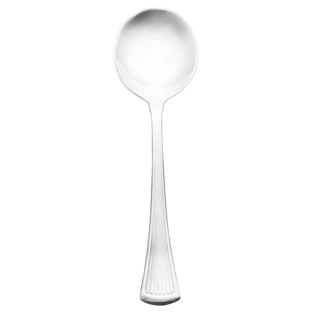 Walco Bosa Nova from Steelite International WL1812 6 1/4" 18/0 Stainless Steel Heavy Weight Bouillon Spoon - 36/Case