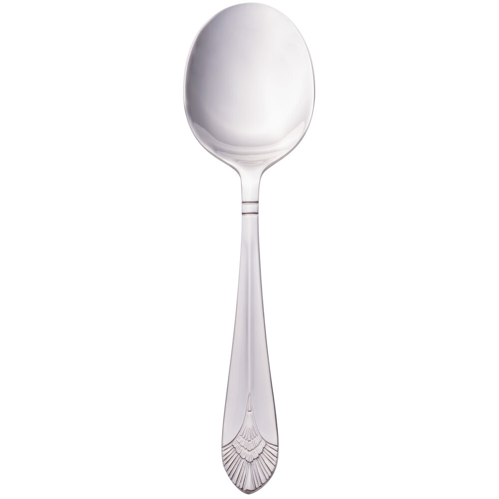 Walco Meteor from Steelite International WL7038 6" 18/0 Stainless Steel Heavy Weight Large Bowl Bouillon Spoon - 24/Case