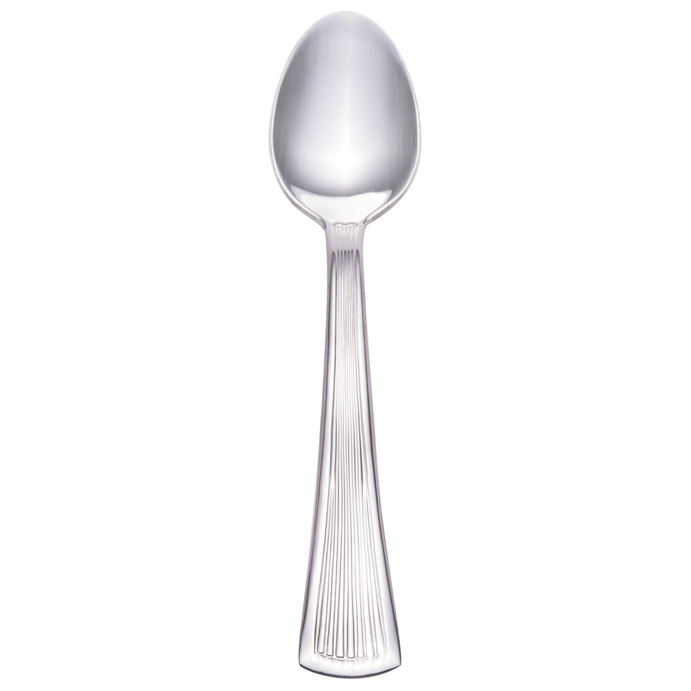 Walco Bosa Nova from Steelite International WL1829 4 9/16" 18/0 Stainless Steel Heavy Weight Demitasse Spoon - 36/Case