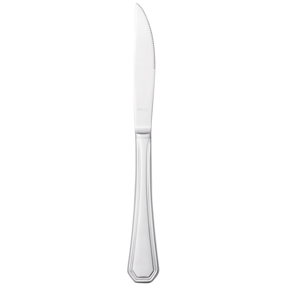 Walco Prim from Steelite International WL9722 9 5/16" 18/10 Stainless Steel Extra Heavy Weight Solid Handle Steak Knife - 12/Case