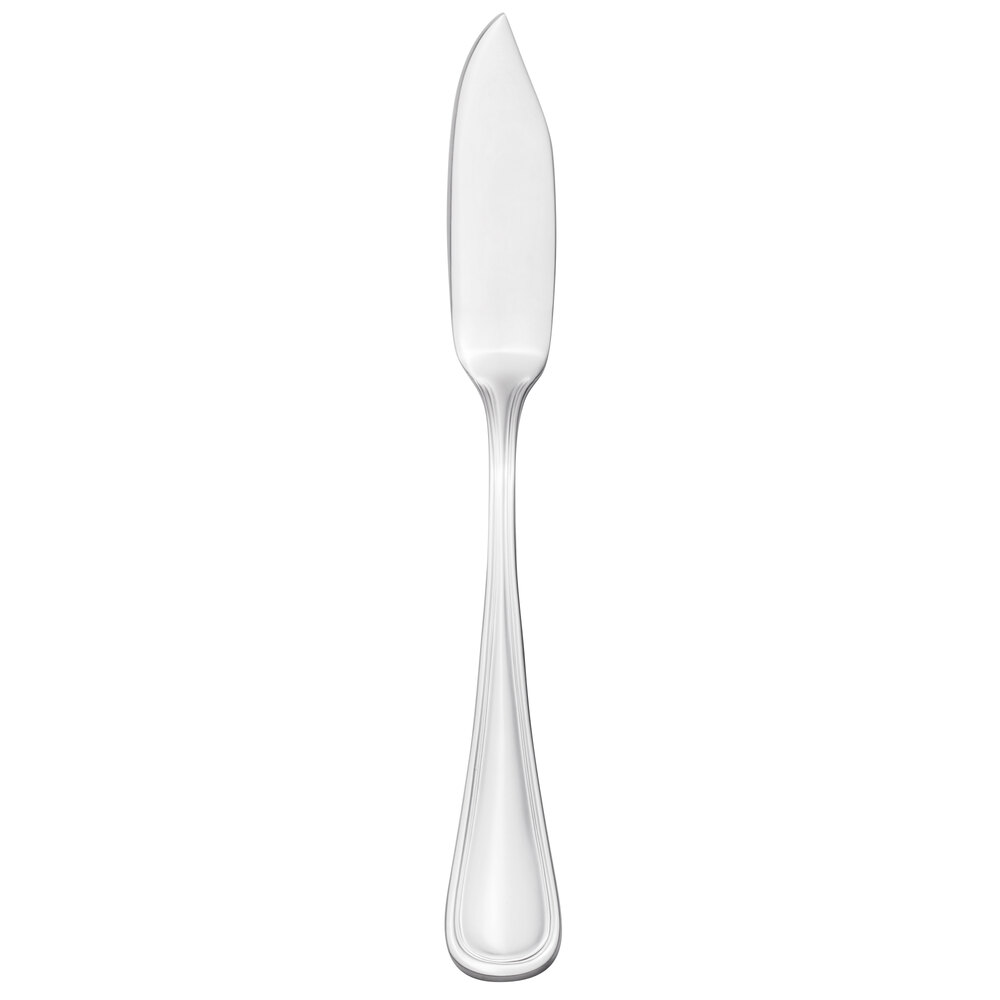 Walco Ultra from Steelite International WL9639 7 5/8" 18/10 Stainless Steel Extra Heavy Weight Flat Handle Fish Knife - 12/Case