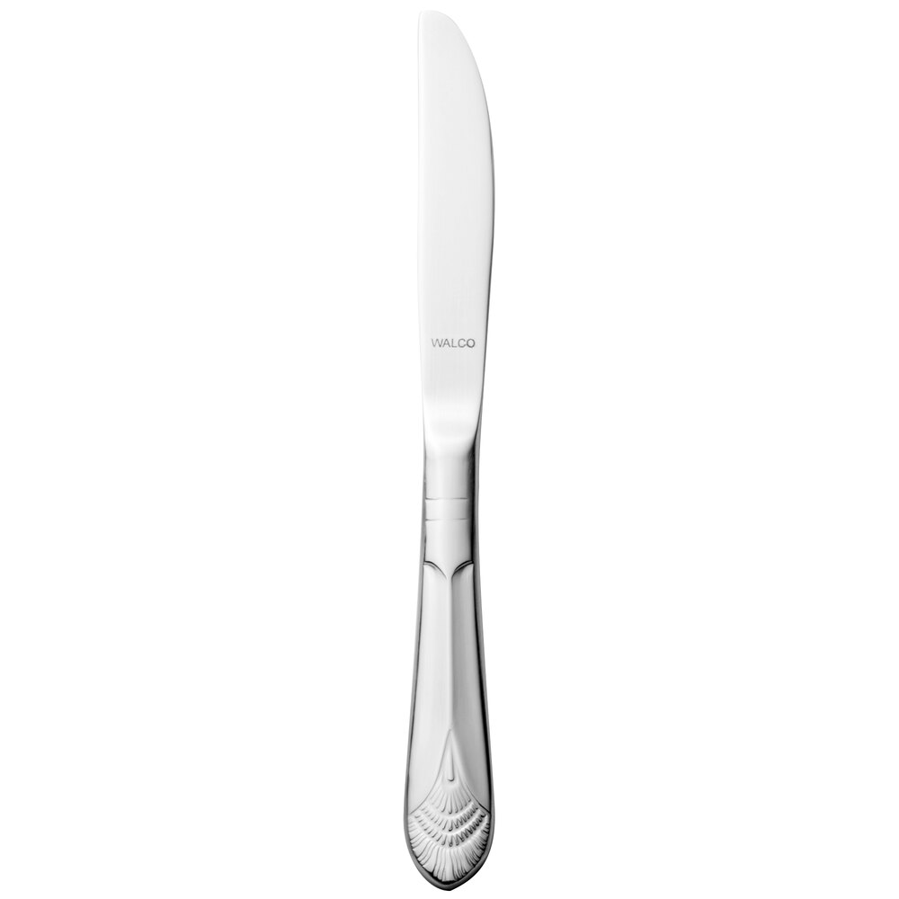 Walco Art Deco from Steelite International WL8011 7 1/16" 18/10 Stainless Steel Extra Heavy Weight Solid Handle Butter Knife - 12/Case