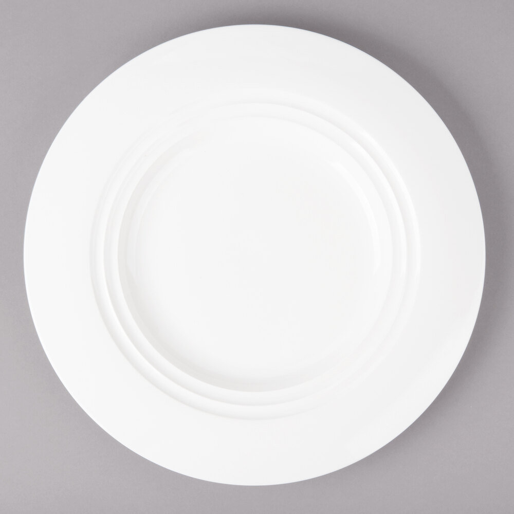 Bon Chef 1000014P Concentrics 11" White Porcelain Round Dinner Plate - 18/Case