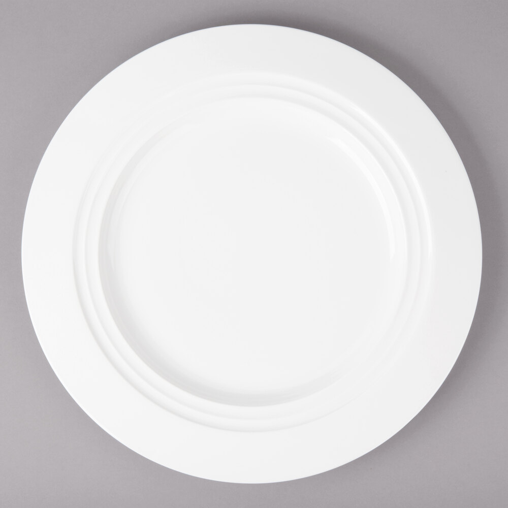 Bon Chef 1000017P Concentrics 12 7/8" White Porcelain Charger Plate - 8/Pack