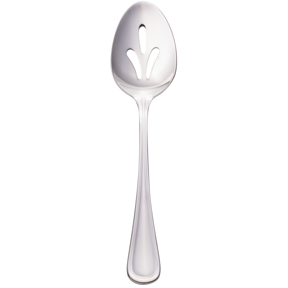Walco Ultra from Steelite International WL9628 8 1/4" 18/10 Stainless Steel Extra Heavy Weight Pierced Tablespoon / Serving Spoon - 24/Case