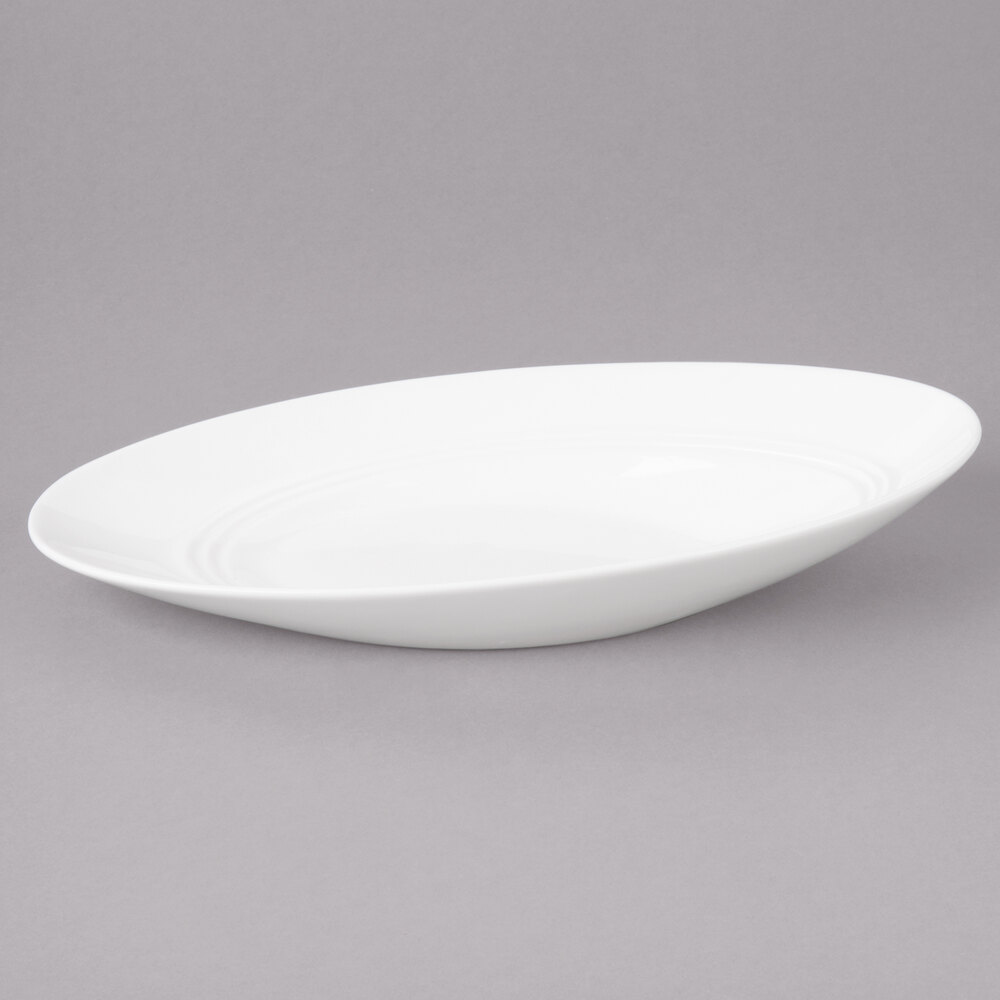Bon Chef 1100013P Slanted Oval 16 oz. White Porcelain Bowl - 12/Pack