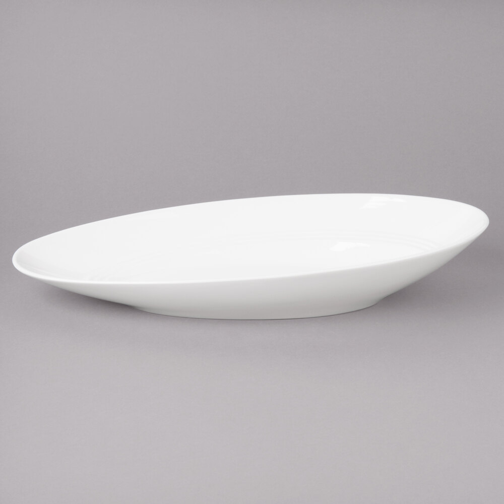 Bon Chef 1100014P Slanted Oval 26 oz. White Porcelain Bowl - 6/Pack