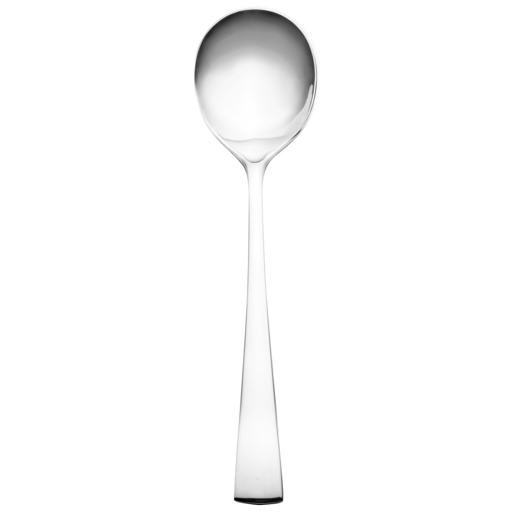 Walco Freya from Steelite International WL0638 7 1/2" 18/0 Stainless Steel Heavy Weight Large Round Bowl Bouillon / Soup Spoon - 12/Case