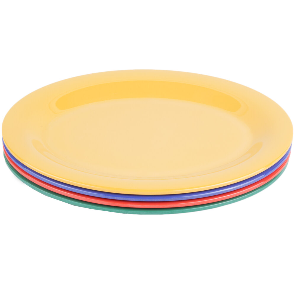 GET OP-950-MIX Diamond Mardi Gras 9 3/4" x 7 1/4" Oval Melamine Platter, Assorted Colors - 24/Case