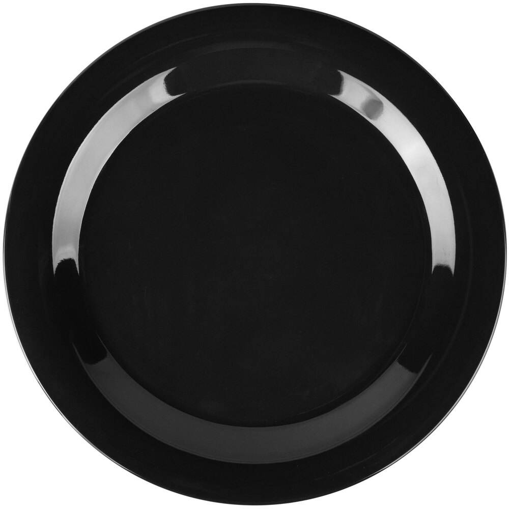 Carlisle 3300203 Sierrus 10 1/2" Black Narrow Rim Melamine Plate - 12/Case