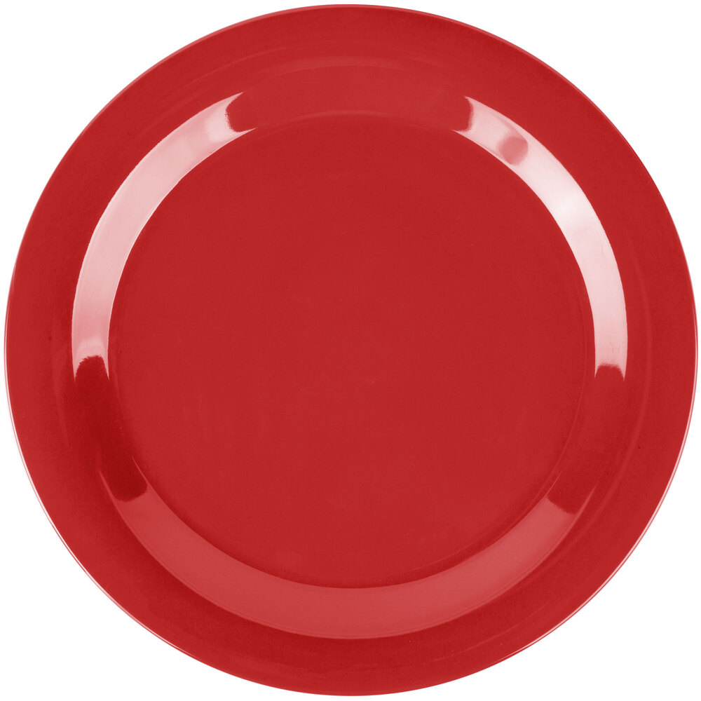 Carlisle 3300205 Sierrus 10 1/2" Red Narrow Rim Melamine Plate - 12/Case