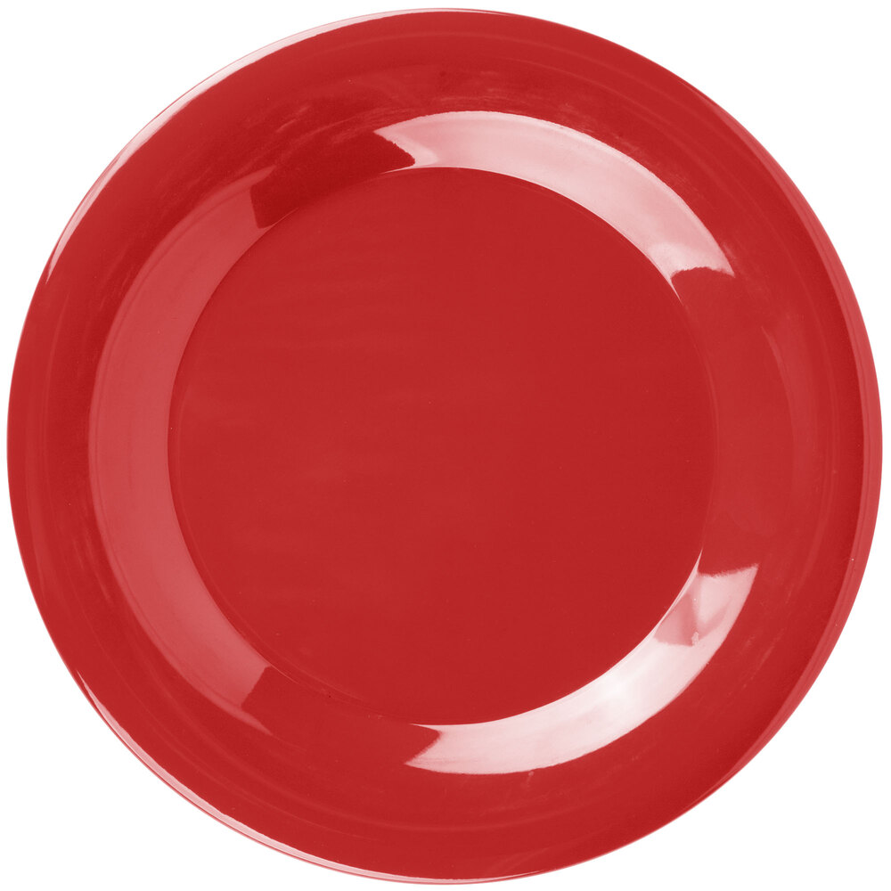 Carlisle 3301205 Sierrus 9" Red Wide Rim Melamine Plate - 24/Case